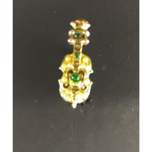 Beaded Rhinestone Violin Banjo Hat Lapel Pin